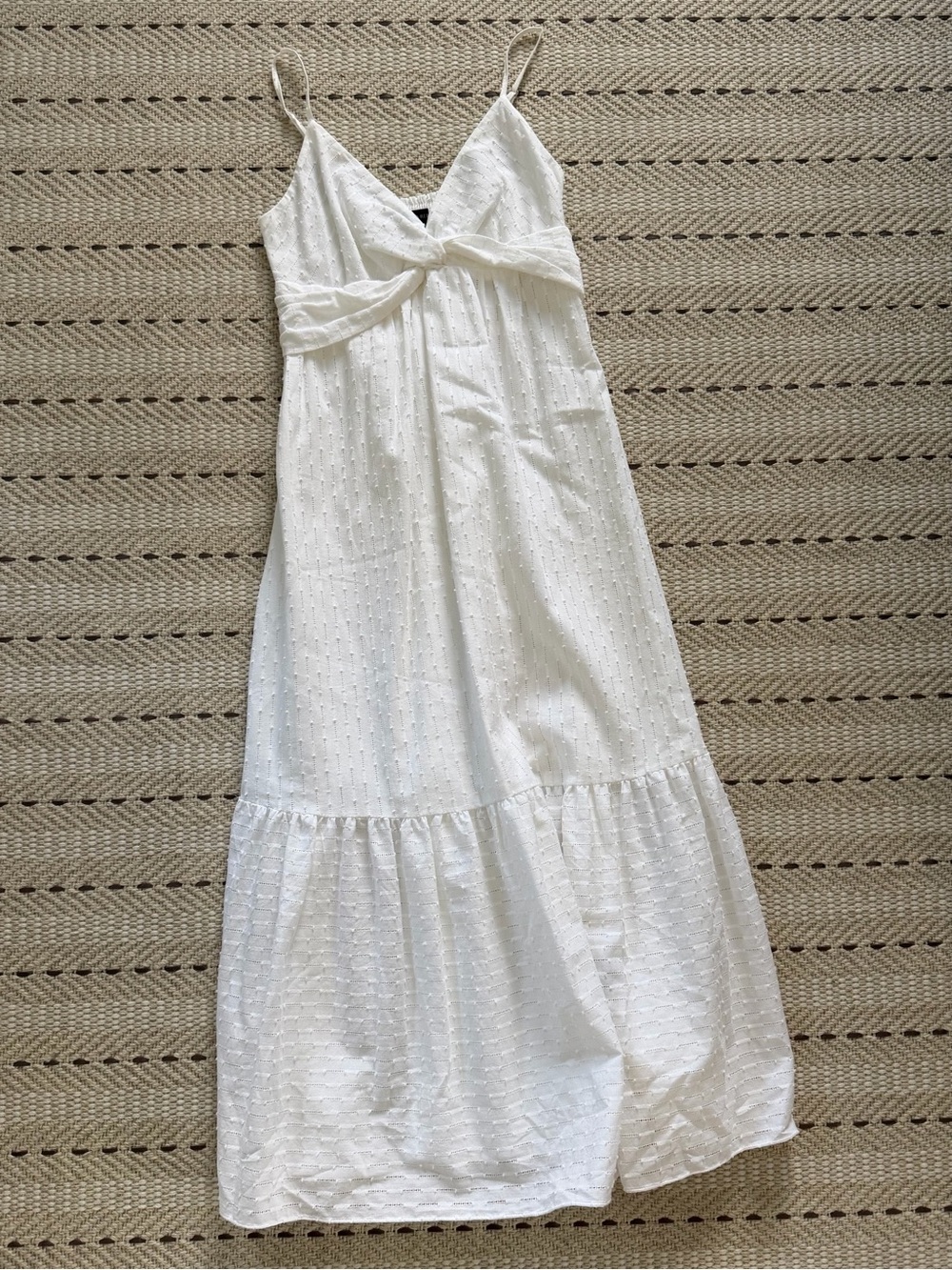 Banana Republic White Eyelet Midi Dress with Knot Front